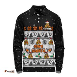 GWS GIANTS Long Sleeve Polo Shirt Special Ugly Christmas Holiday Footy Fans