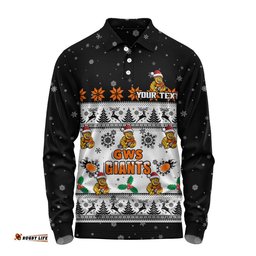 GWS GIANTS Long Sleeve Polo Shirt Special Ugly Christmas Holiday Footy Fans
