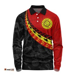 Indigenous Australian Aboriginal Long Sleeve Polo Shirt Aboriginal Dreamtime Kangaroo Path