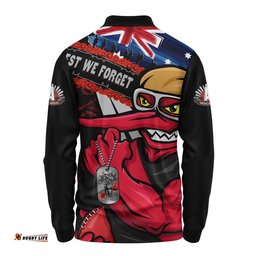 Essendon Long Sleeve Polo Shirt Lest We Forget Eternal Honor