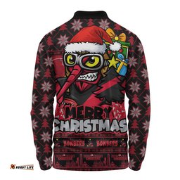 Essendon Long Sleeve Polo Shirt Festive Holiday Merry Christmas Vibe