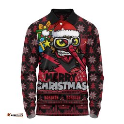 Essendon Long Sleeve Polo Shirt Festive Holiday Merry Christmas Vibe