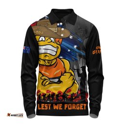 GWS GIANTS Long Sleeve Polo Shirt ANZAC Inspired Football Fan Memorial Design