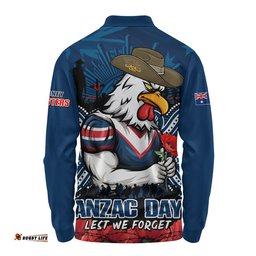 Sydney Roosters Long Sleeve Polo Shirt Anzac Day Pride Of Service Eternal Memory