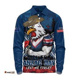 Sydney Roosters Long Sleeve Polo Shirt Anzac Day Pride Of Service Eternal Memory
