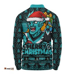 Port Adelaide Long Sleeve Polo Shirt Festive Holiday Merry Christmas Vibe
