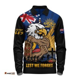 West Coast Eagles Long Sleeve Polo Shirt ANZAC Day Honour And Football Legacy