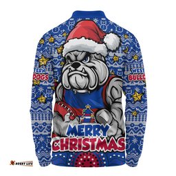 Western Bulldogs Long Sleeve Polo Shirt Ugly Christmas Knit Patterns Vintage Jersey
