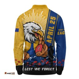 West Coast Eagles Long Sleeve Polo Shirt Anzac Day Lest We Forget Memorial