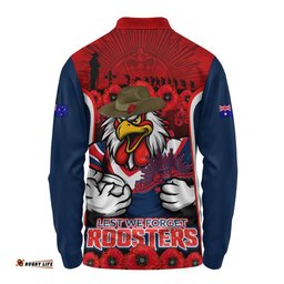 Sydney Roosters Long Sleeve Polo Shirt Lest We Forget In Honor And Remembrance