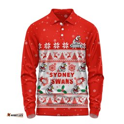 Sydney Swans Long Sleeve Polo Shirt Special Ugly Christmas Holiday Footy Fans