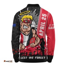 St Kilda Long Sleeve Polo Shirt Anzac Day Lest We Forget Memorial
