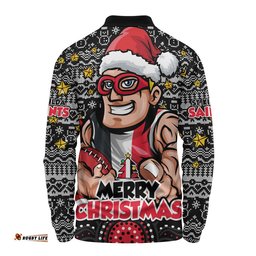 St Kilda Long Sleeve Polo Shirt Ugly Christmas Knit Patterns Vintage Jersey