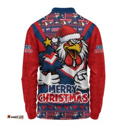 Sydney Roosters Long Sleeve Polo Shirt Merry Christmas Festive Spirit Edition