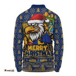 West Coast Eagles Long Sleeve Polo Shirt Festive Holiday Merry Christmas Vibe