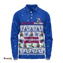Western Bulldogs Long Sleeve Polo Shirt Special Ugly Christmas Holiday Footy Fans