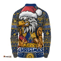 West Coast Eagles Long Sleeve Polo Shirt Ugly Christmas Knit Patterns Vintage Jersey