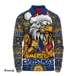 West Coast Eagles Long Sleeve Polo Shirt Ugly Christmas Knit Patterns Vintage Jersey