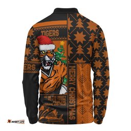 Wests Tigers Long Sleeve Polo Shirt Christmas Magic Knit Style Winter Glow