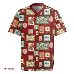 Aussie Birds Christmas La La Land Rugby Jersey Red Vintage Stamp Edition LT9