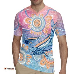 Aussie NAIDOC Week Pastel Rugby Jersey Dreaming Whales LT7
