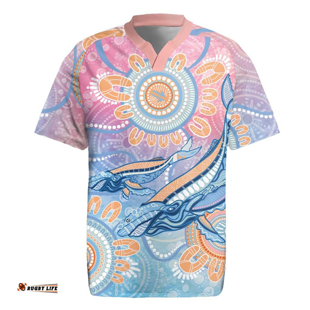 Aussie NAIDOC Week Pastel Rugby Jersey Dreaming Whales LT7