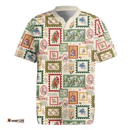 Aussie Birds Christmas La La Land Rugby Jersey Beige Vintage Stamp Edition LT9