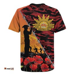 ANZAC Lest We Forget Rugby Jersey Australian Army Poppy Tribute LT15