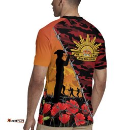 ANZAC Lest We Forget Rugby Jersey Australian Army Poppy Tribute LT15
