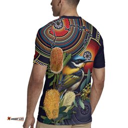 Aussie Honeyeaters Banksia Flowers Rugby Jersey Aboriginal Dots Painting LT9