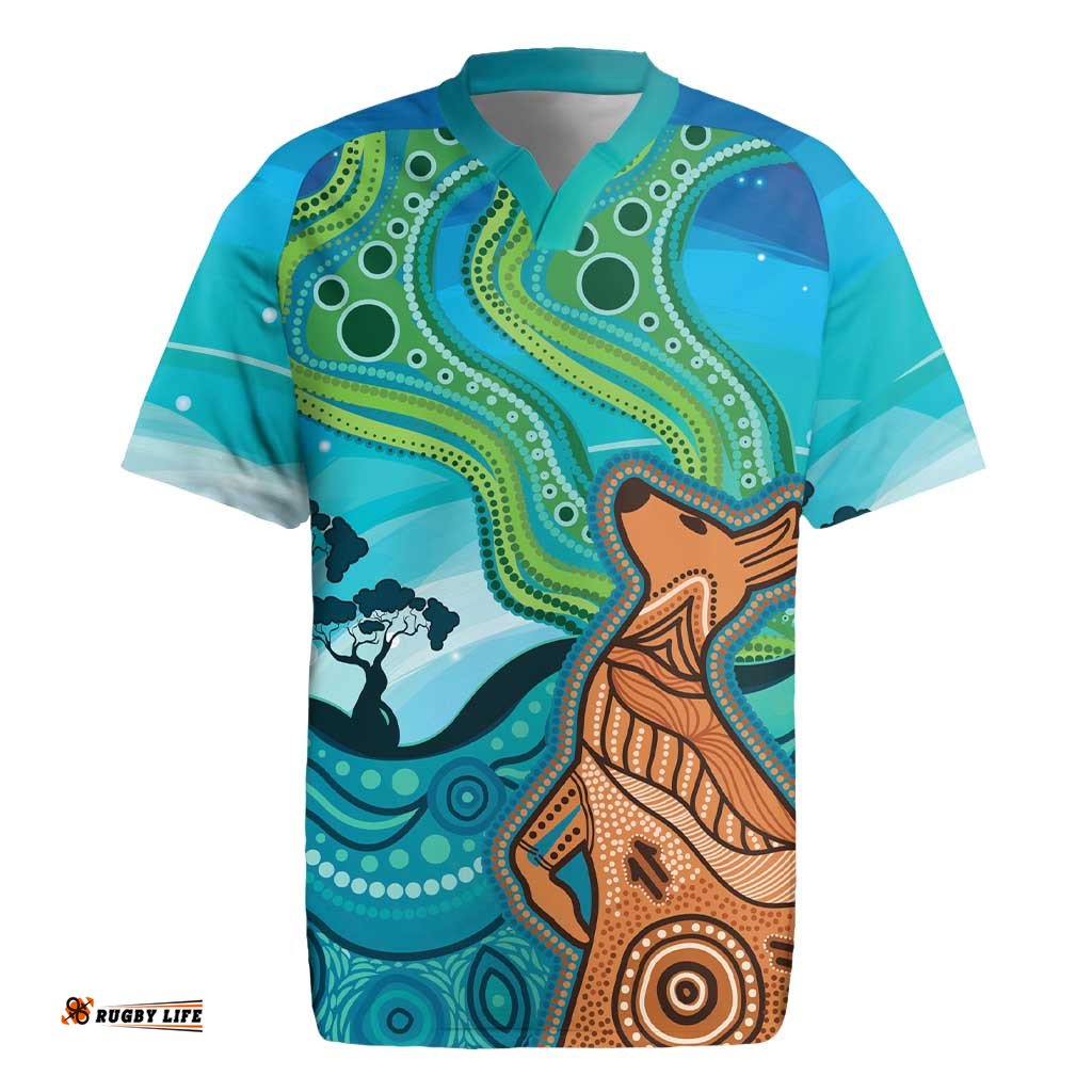 Aussie Aurora Borealis Aboriginal Art Rugby Jersey LT7