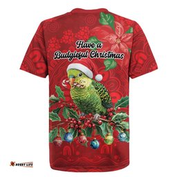 Aussie Green Budgerigar Rugby Jersey Aboriginal Inspired Christmas LT9