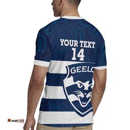 AFL Cats Football Custom Rugby Jersey Geelong Proud Indigenous Art LT14
