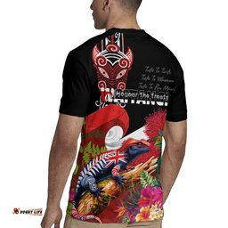 Aotearoa Toitu Te Tiriti Rugby Jersey Waitangi-Honour The Treaty NZ Tuatara and Plants LT03