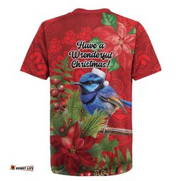 Aussie Superb Fairywren Bird Rugby Jersey Aboriginal Inspired Christmas LT9