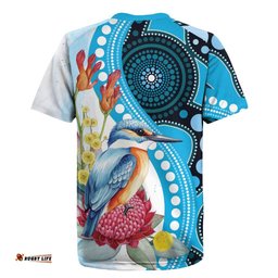 Australia Azure Kingfisher Rugby Jersey Australian Native Flowers Indigenous Art LT14