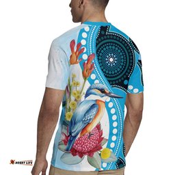 Australia Azure Kingfisher Rugby Jersey Australian Native Flowers Indigenous Art LT14