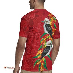 Aussie Kokaburra Golden Wattle Christmas Rugby Jersey Aboriginal Dots Painting Red Motif LT9