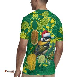 Aussie Honeyeaters Banksia Christmas Rugby Jersey Aboriginal Dots Painting Green Motif LT9