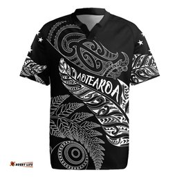 Aotearoa Personalized Lawn Bowls Maori Rugby Jersey New Zealand Black Tribal Silver Fern LT7