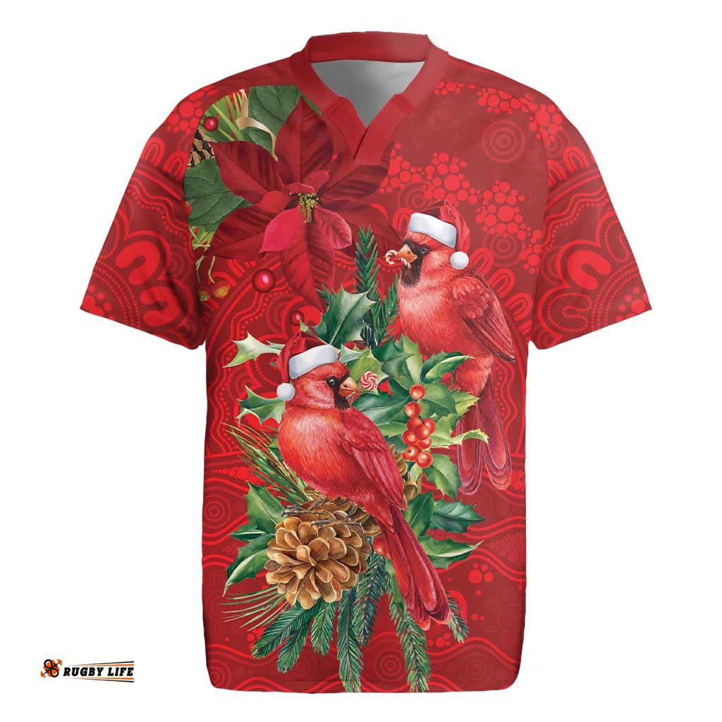 Aussie Red Cardinal Rugby Jersey Aboriginal Inspired Christmas LT9