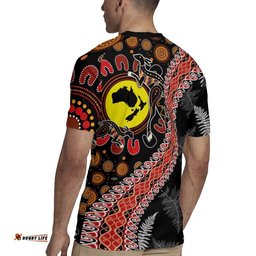 Aotearoa and Australia Rugby Jersey Maori Koru Ferns With Aboriginal Kangaroo LT03