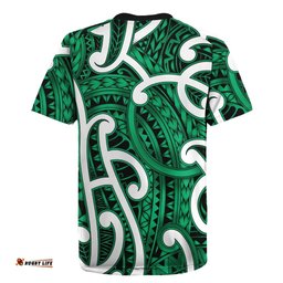 Aotearoa Maori Kowhaiwhai Rugby Jersey Kakariki Puhoro and Patiki LT9