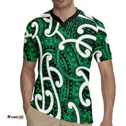 Aotearoa Maori Kowhaiwhai Rugby Jersey Kakariki Puhoro and Patiki LT9