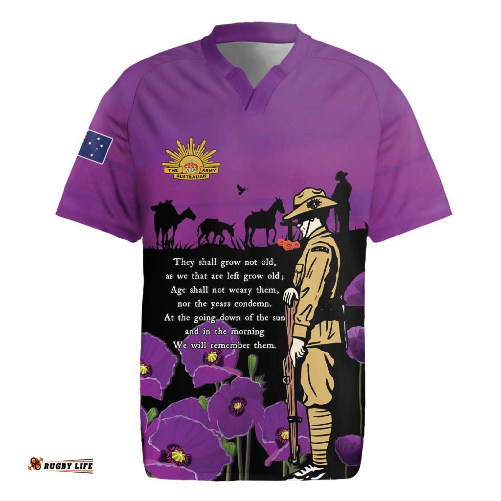 ANZAC Soldier and War Animals Rugby Jersey We Will Remember Them LT15