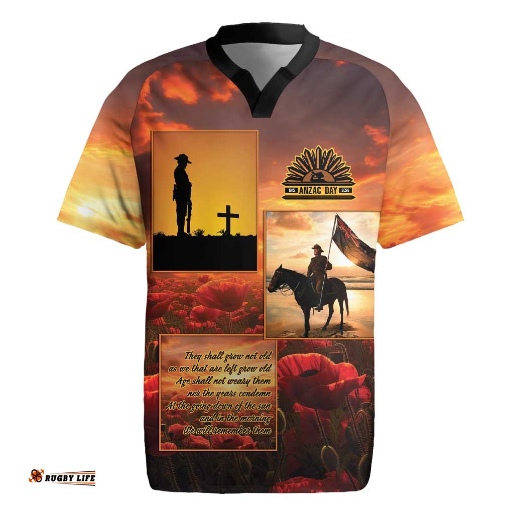 ANZAC Day Film Reel Lest We Forget Rugby Jersey Australia NZ Memorial LT9