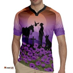 Australia ANZAC Animal Heroes Rugby Jersey Purple Poppies LT7