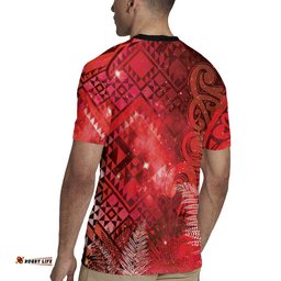 Aotearoa Taniko Matariki Rugby Jersey Cosmic Red LT7