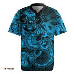 Aotearoa Maori Hei Tiki Rugby Jersey Kikorangi Kowhaiwhai Puhoro Motif LT9