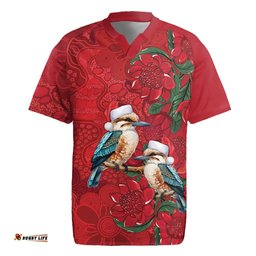Aussie Kokaburra Waratah Christmas Rugby Jersey Aboriginal Dots Painting LT9